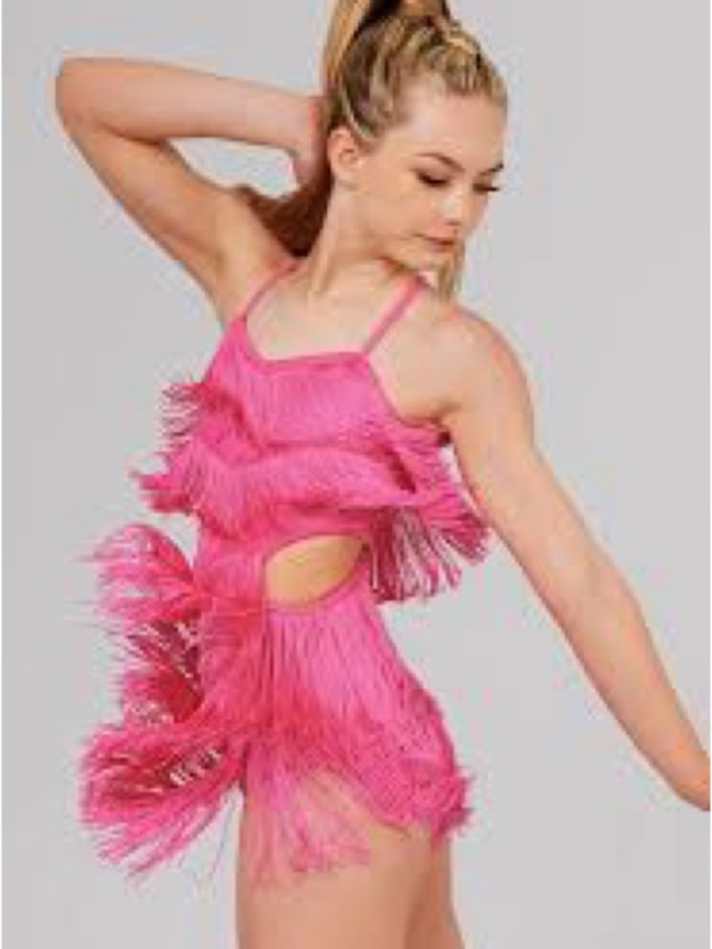 WEISSMAN HOT PINK FRINGE DANCE COSTUME